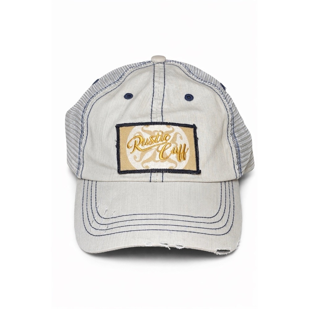 Unisex Rustic Cuff Trucker Hat Distressed Mesh Cap Beige Adjustable